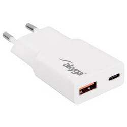 Akyga USB Ladegerät 30 W USB-C®, USB-A Quick Charge 3.0 Weiß Innenbereich GaN AK-CH-27