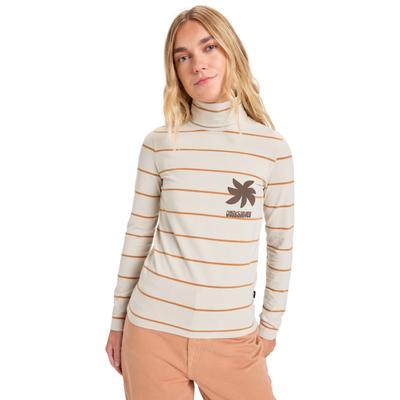T-Shirt QUIKSILVER "Saujana", Damen, Gr. M, beige (moonstruck stripe), Obermaterial:[Hauptmaterial] 95% Baumwolle, 5% Elasthan., Shirts T-Shirt