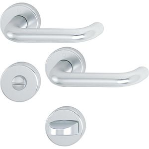 Hoppe-AG Drückergarnitur 3409080 Paris, Aluminium, mit Rosetten, für Bad-/WC-Tür