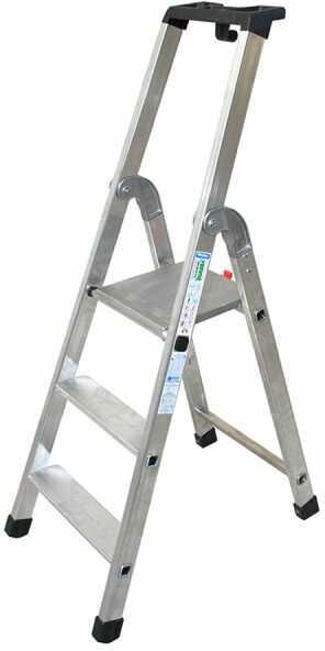 Facal Quadra Q50/3 Tecnoscala, 3 gradini, 1.25 m - Scalandrino in alluminio con cavalletto - Altezza stimata operativa 2.45 m