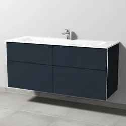 Sanipa 3way Glas-Set Glas-Waschtisch und Unterbau mit 4 Auszügen, Marine-Matt BP2071R