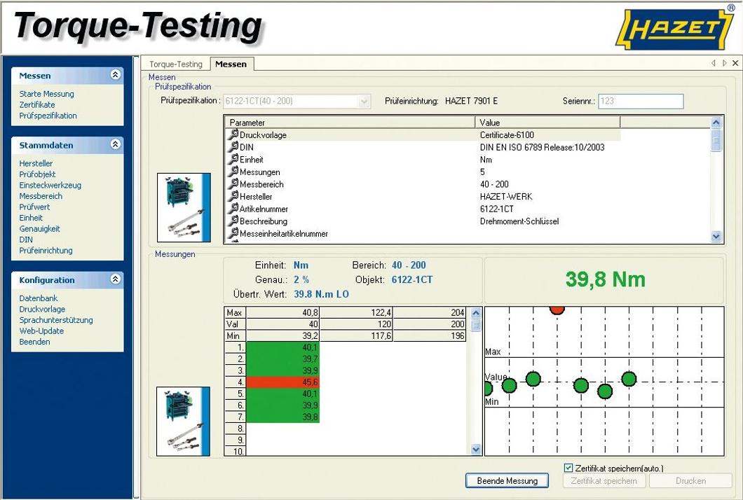 Hazet Prüfsoftware Torque-Testing