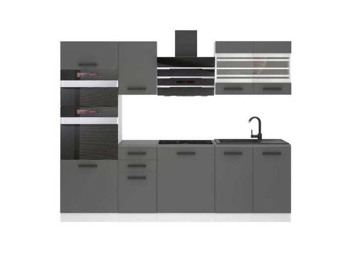 Cuisine Complète - B BELINI GROUP - Modèle TRACY - 240 cm - Argent Mat - Design Contemporain