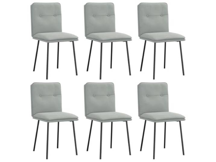 NLQMSU Esszimmerstühle, 6 Stück, Hellgrau, Samt Weicher Samtstoff, Metall- und Holzrahmen, dicker Schaumstoff, Wohnzimmer, Gästezimmer, elegantes Design