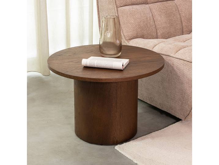 LABEL51 Salontafel Oliva - Walnoot - Eiken - 60 cm - Rond