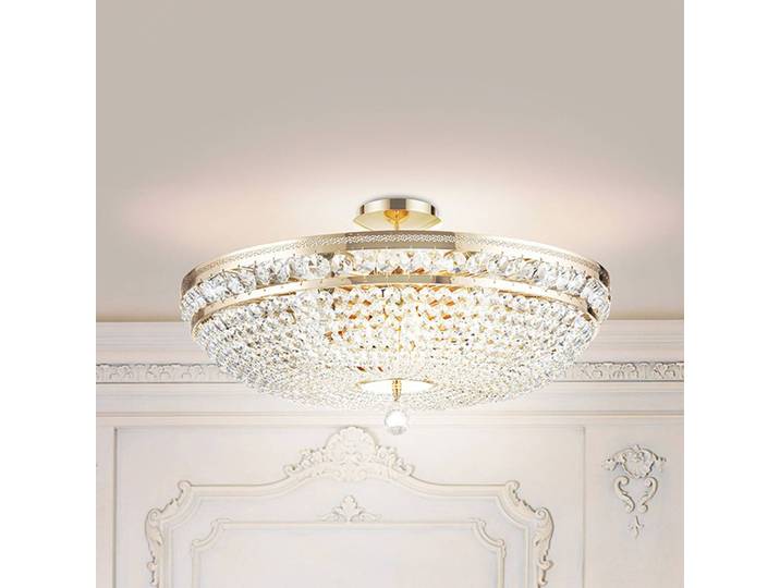 Maytoni Kristall Deckenlampe Ottilia, dimmbar, messing / gold, für Wohn- / Esszimmer, Metall, Antik, Deckenlampe