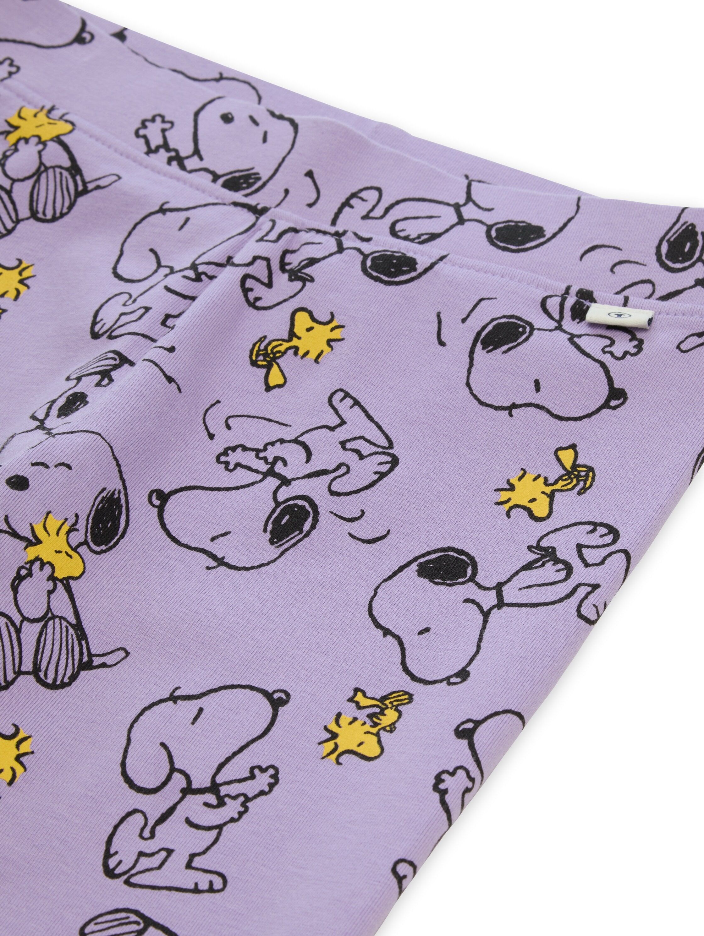 Leggings TOM TAILOR, Mädchen, Gr. 128, N-Gr, lila (sweet lila snoopy allover), Web, Obermaterial: 95% Baumwolle, 5% Elasthan, lang, Hosen Leggings, für Kinder, mit Snoopy Allover Print sweet lila snoopy allover 128, N-Gr