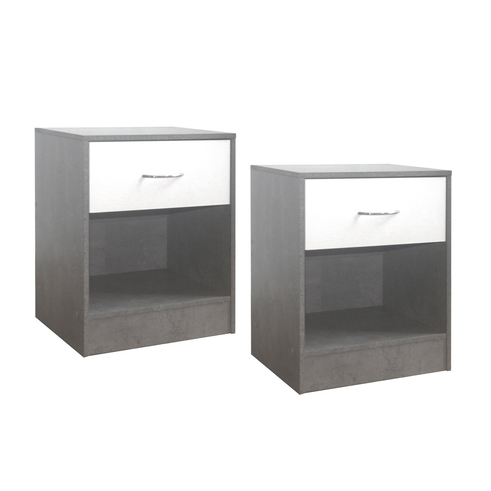 HTI-Living Nachtschrank 2er Set Thekla Beton/Weiß