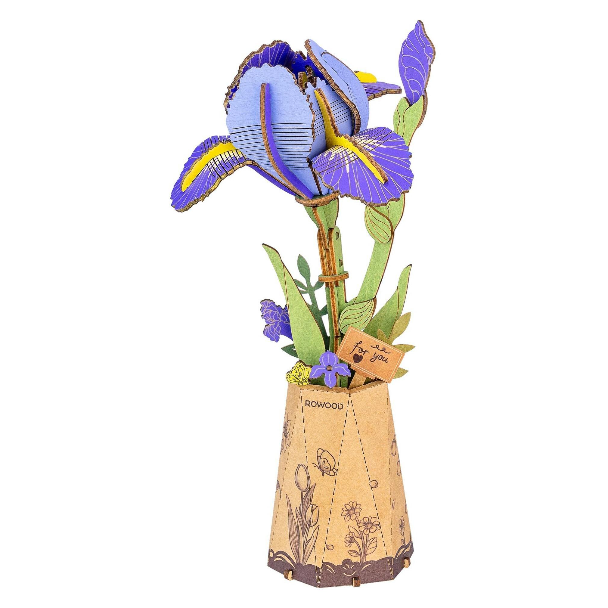 Robotime Bausatz Purple Iris 3D-Holzpuzzle lila Schwertlilie (TW121)