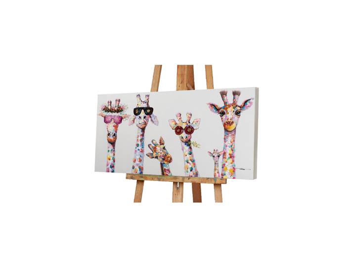 Handgemaltes Bild „schrille Giraffen-Family“ 50 x 100 cm Multicolor Crea Collection