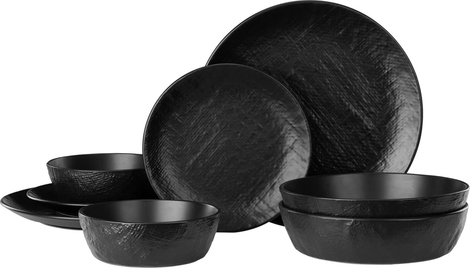 Famanu Porseleinen servies voor 2 personen - 8-delige set - Anthracietgrijs