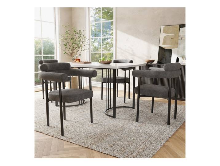 IDEASY Essgruppe 5St, Esstisch aus Marmorfurnier mit 4 Samt-Hohlstühlen, (stilvoll und bequem, geeignet für Restaurants), stilvoll und bequem, geeignet für Restaurants