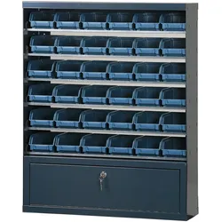 Schrank mit Sichtlagerkästen und einem Fach, 36x Typ A