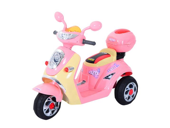 Homcom Elektro Kindermotorrad Elektromotorrad Elektroauto Kinderfahrzeug Dreirad 3 km/h, Rosa, Kunststoff, 51x75x108 cm, Freizeit & Co, Gartenspielzeug, Kinder-Elektrofahrzeuge