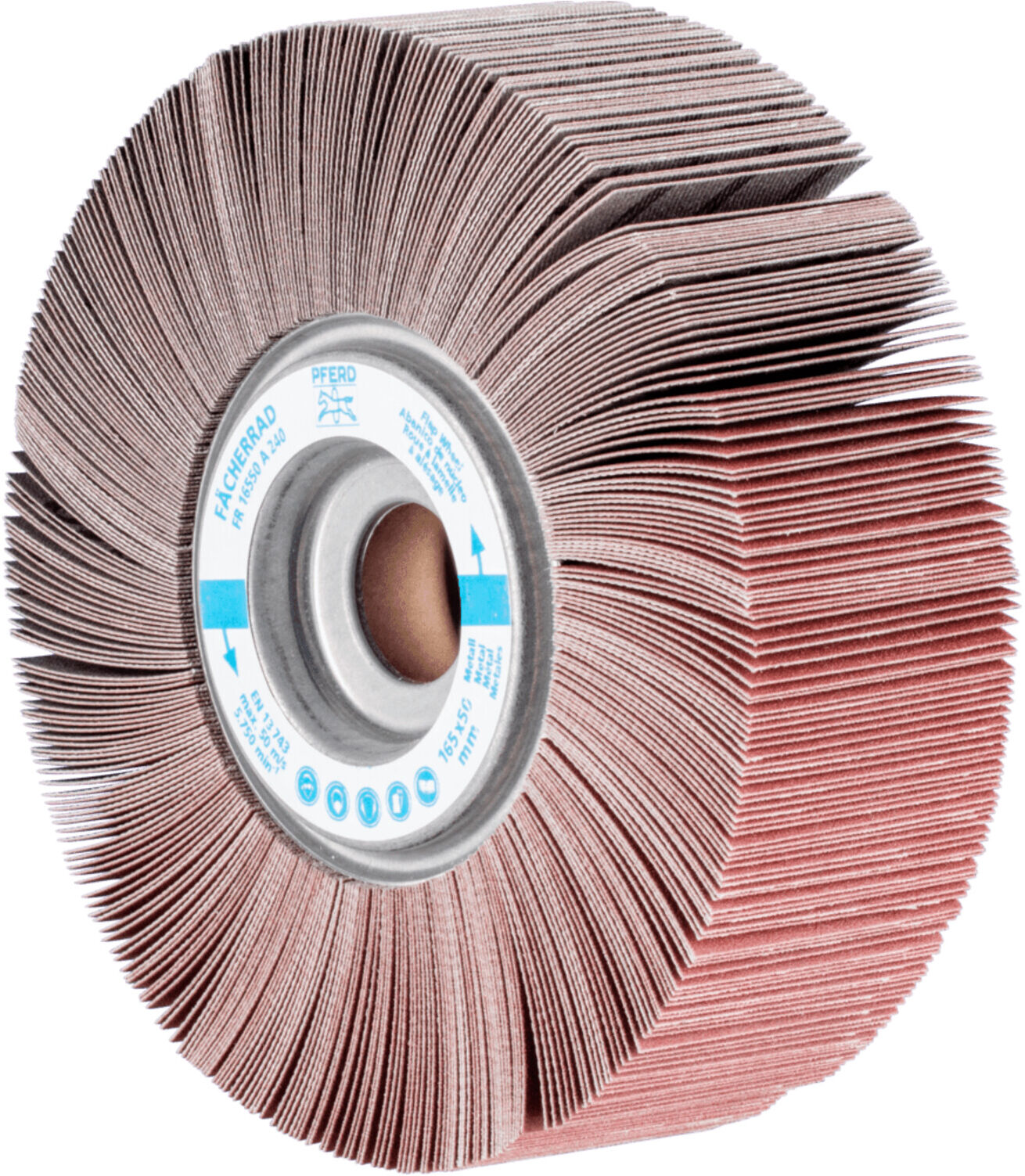 PFERD FR Fächerschleifwerkzeuge aus Korund Ø165x50 mm Bohrung Ø25,4 mm A240, 44731241)