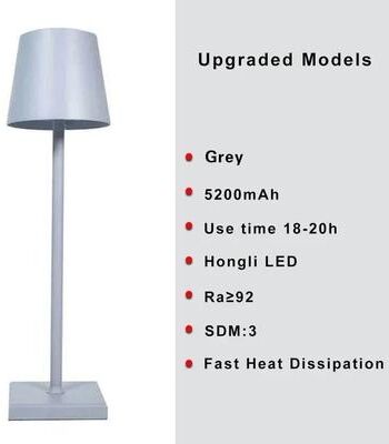 Uplifted Finds Cordless LED Dimmable Table Lamp Metallic Black Night Light For Indoor Outdoor Restaurant grey