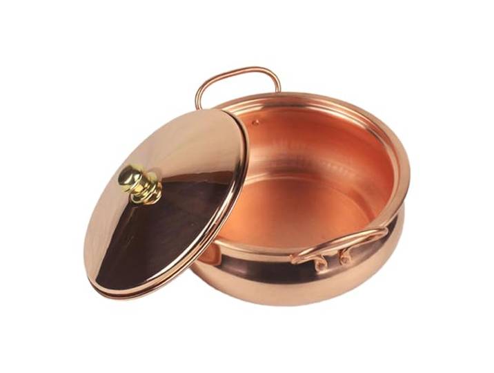 NYCBZ Kupfertopf for Herd, Induktion, schöne Form, Kochtopf mit Deckel, Stielkasserolle, Kupfer-Kochgeschirr, Hot Pot for Restaurant, Zuhause, 26 cm(26cm)