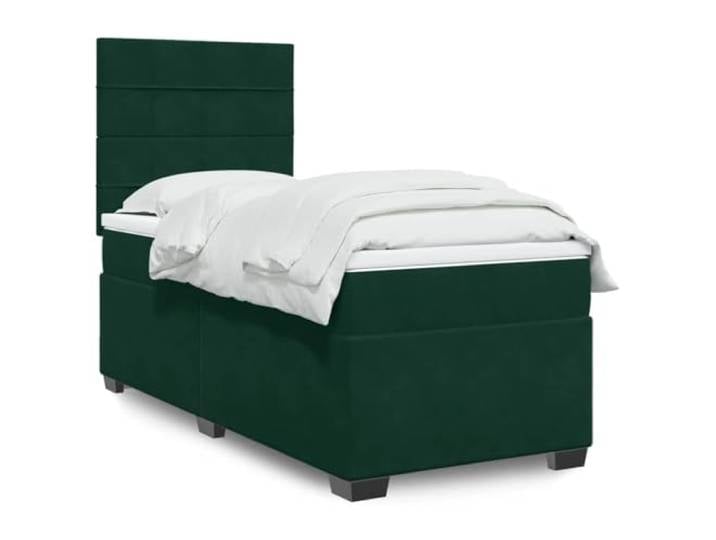 RJPLMFV Lattenrost mit Matratze, Velours, Dunkelgrün, 100 x 200 cm Individuelle Taschenfedern, verstellbares Kopfteil, abnehmbarer Topper, optimale Unterstützung