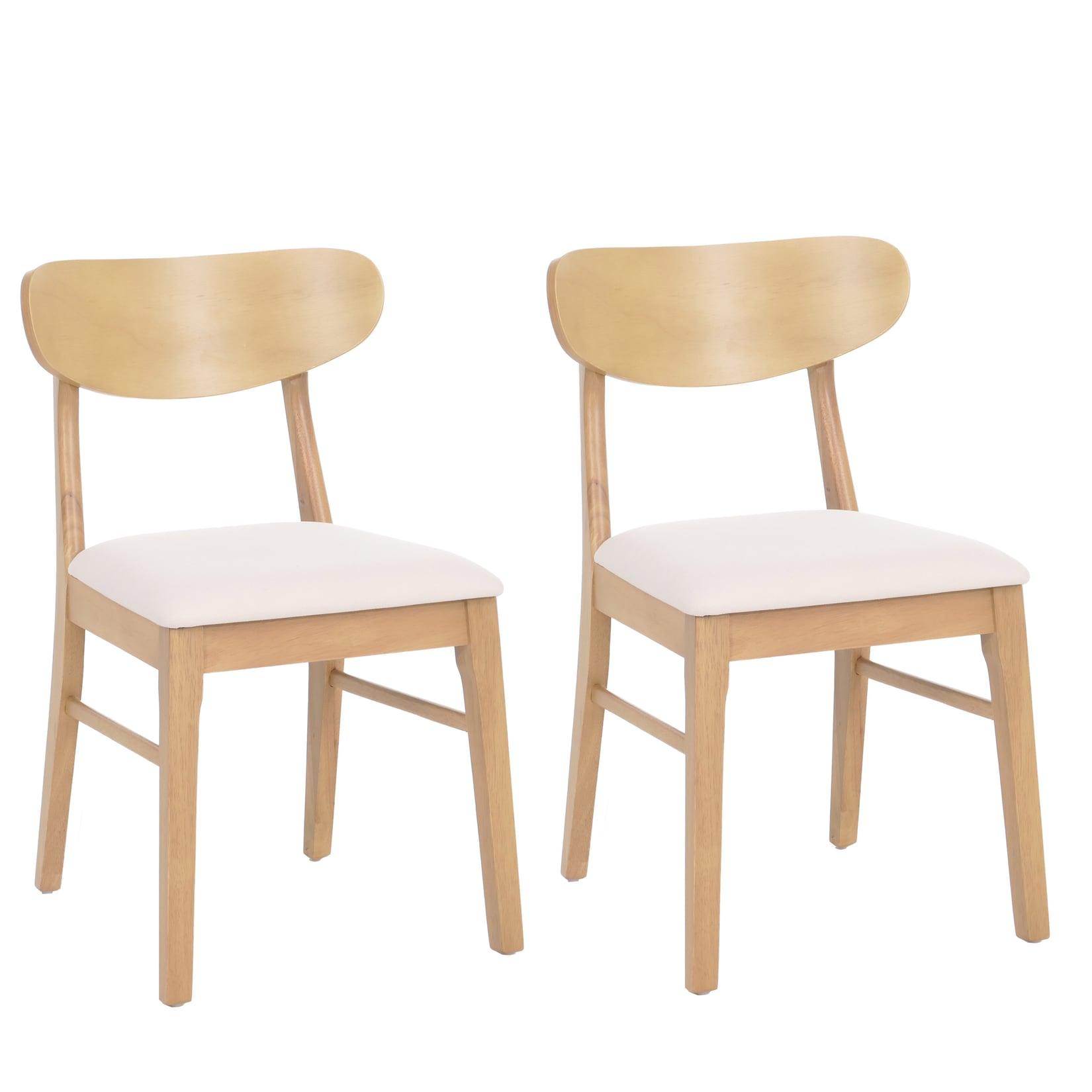 2er-Set Esszimmerstuhl MCW-M59, Küchenstuhl Stuhl, Stoff/Textil Massiv-Holz ~ helles Gestell, creme