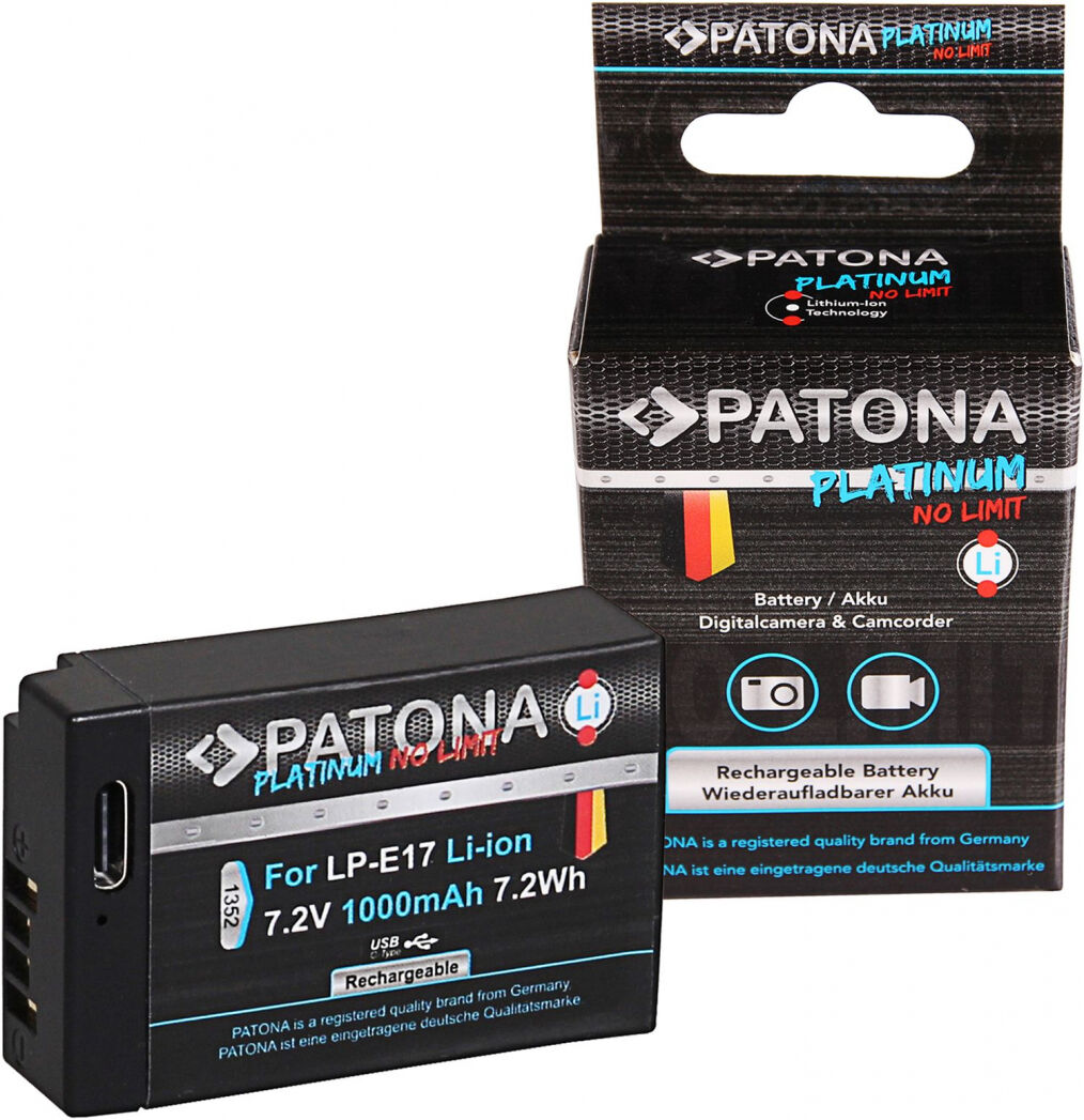 Batterie Patona Platinum avec entrée USB-C Canon LP-E17