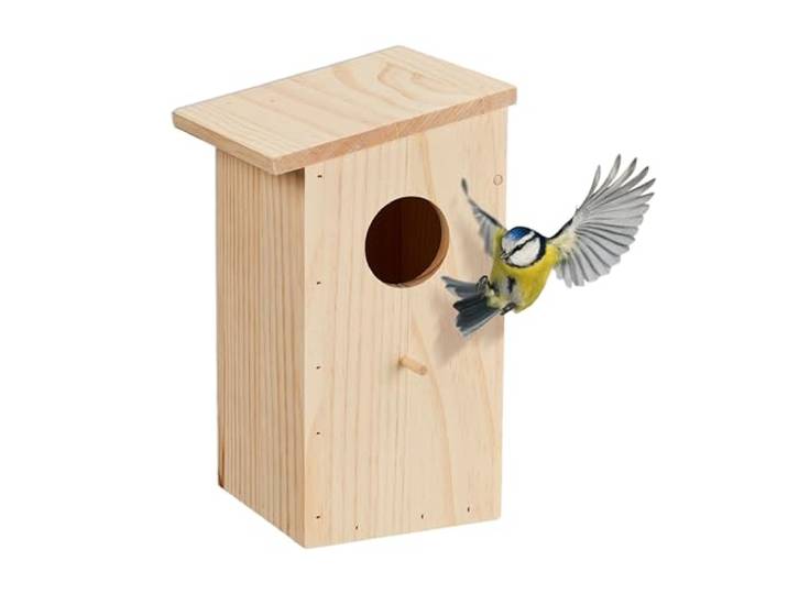 Relaxdays Nichoir d’extérieur pour Oiseaux (mésange charbonnière\, etc.)\, Pliable\, Bois Naturel\, à Suspendre\, Nature