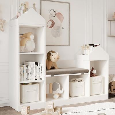 Garvee Kids Bookshelf with Reading Nook 47.75in Width Children Bookcase