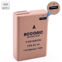 Acconic Photon Series TC-EN-EL14 Ersatz Akku mit USB-C für Nikon EN-EL14