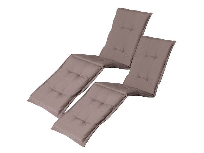Liegen-Auflage 2er-Set, weiche und komfortable Polsterauflage, taupe, je 200 x 65 cm