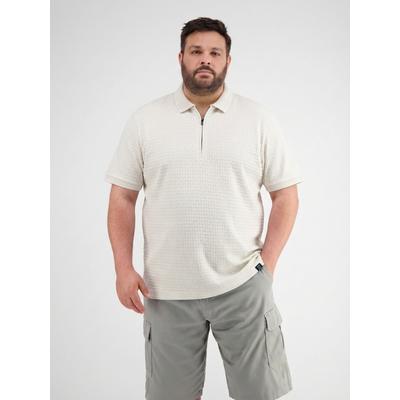 Poloshirt LERROS "Poloshirt mit Reißverschlusskragen, grosse Größen", Herren, Gr. 6XL, beige (cloudy weiß), 100% Baumwolle, ohne Ausschnitt, Shirts