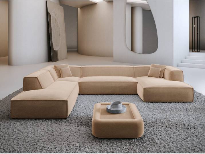Wohnlandschaft Liranda Lounge U-Form aus Stoff