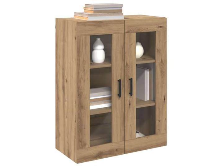 KTHLBRH Anrichte Eiche Handwerk 69,5 x 34 x 90 cm Holz mehrschichtig 2 Regale, 2 Glastüren, T-Griffe, Kapazität 100 kg, für Wohnzimmer