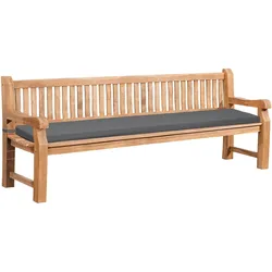 CLP Teakbank Daxon mit Sitzkissen 240 cm - Farbe: dunkelgrau, Größe: 240 cm