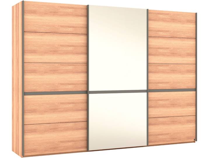 Schwebetürenschrank MUSTERRING Sorrent, Kleiderschrank, Schrank, Schiebetüren , braun, B:300cm H:217cm, Schränke, Schwebetürenschrank, Türen in Eiche massiv mit Kassetten-Optik, verschiedene Masse verfügbar