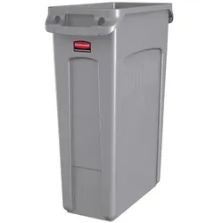 Rubbermaid Slim Jim mit Luftschlitze 87 L Grau VB 186376 ohne Recyclingsymbol, mit Beutelhalter