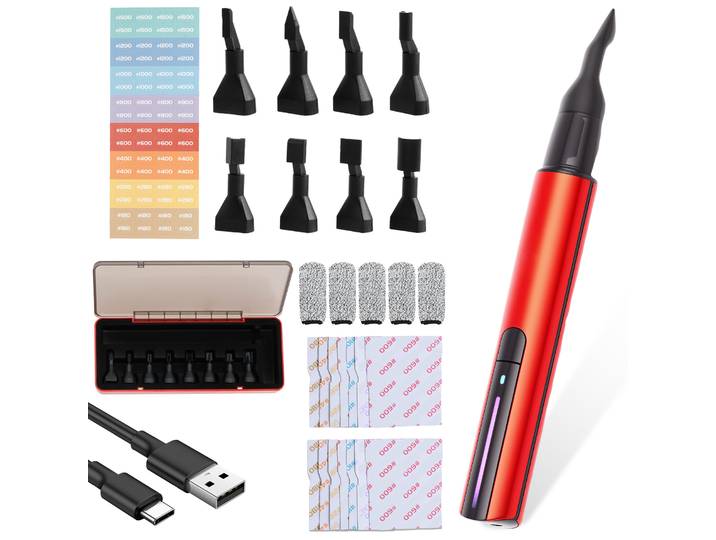 Stylo de ponçage électrique, Mini ponceuse alternative Rechargeable par USB, ponceuse de détail réglable à 3 vitesses pour le meulage des Surfaces de polissage