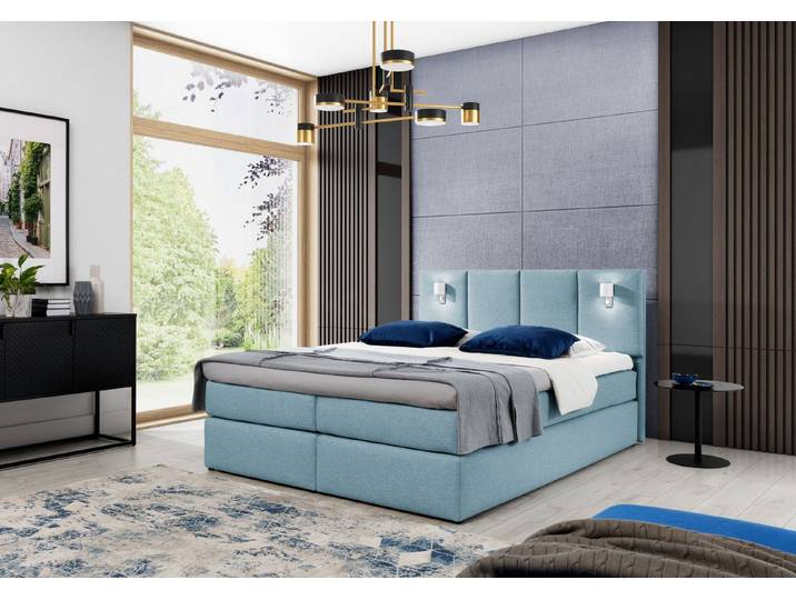 MF Design Boxspringbett Boxspringbett ISTRIA mit Topper und Kunststoffgleitern aus RAQUEL, Vorhanden
