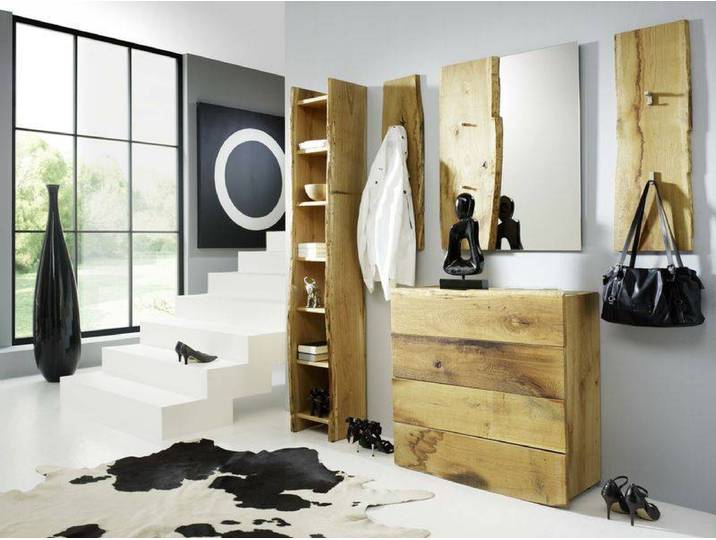 5-teilige Woodline Garderobe aus massiver Eiche – Montierte Lieferung – 3%-Vorkasse-Rabatt