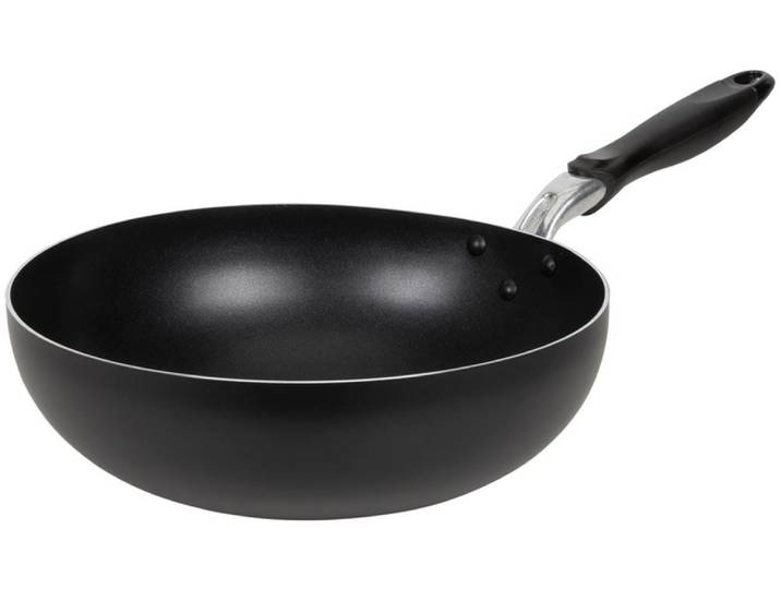 Wok RESTO KITCHENWARE Antares, Bratpfanne antihaftbeschichtet und spülmaschinenfest , schwarz, H:9cm L:51,5cm Ø:30cm, Pfannen, Wok, Induktion, für alle Herdarten geeignet