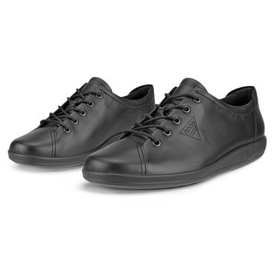 Schnürschuh ECCO "Ecco Soft 2.0", Damen, Gr. 40, Textil, schwarz, Leder, Schuhe Schnürschuh, Freizeitschuh, Halbschuh, Schnürschuh mit dezenter Logo Prägung