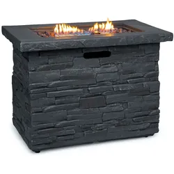 Blumfeldt Anafi Gas-Feuerstelle 40.000BTU/13kW Abdeckung Edelstahlbrenner Dunkelgrauer Stein