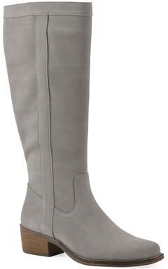 Women's Altitude Wide Calf Tall Shaft Boot by White Mountain in Light Grey Suede (Size 6 M)