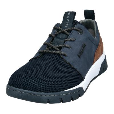 Sneaker BUGATTI, Herren, Gr. 43, Textil, blau, Lederimitat, Textil, Schuhe Sneaker, mit Label und Kontrastbesatz, Freizeitschuh, Halbschuh, Schnürschuh