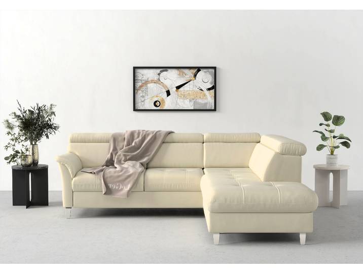 Ecksofa, Polyester, Beige, 252×216 cm, Kopfteilverstellung, Ohne Bettfunktion, Sit&More