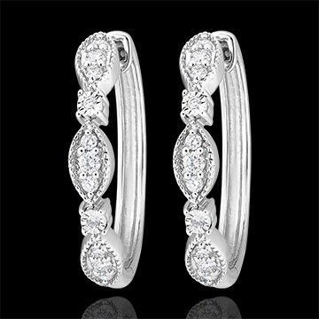 Edenly Creolen Frische - Kleine AnhÃ¤nger - 18 Karat WeiÃŸgold und Diamanten