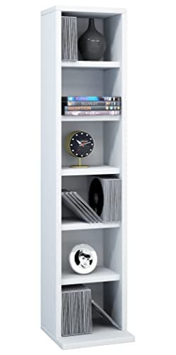 VCM Elementa Wit Mediakast voor CD en DVD, vrijstaand, H 92 x B 21 x D 20 cm