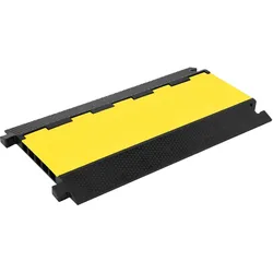 DELUKE Kabelbrücke LOTA 5 Kanäle Gummi 90x50x5 cm | Überfahrschutz Bodenschwelle Kabelkanal Rampe für PKW & LKW