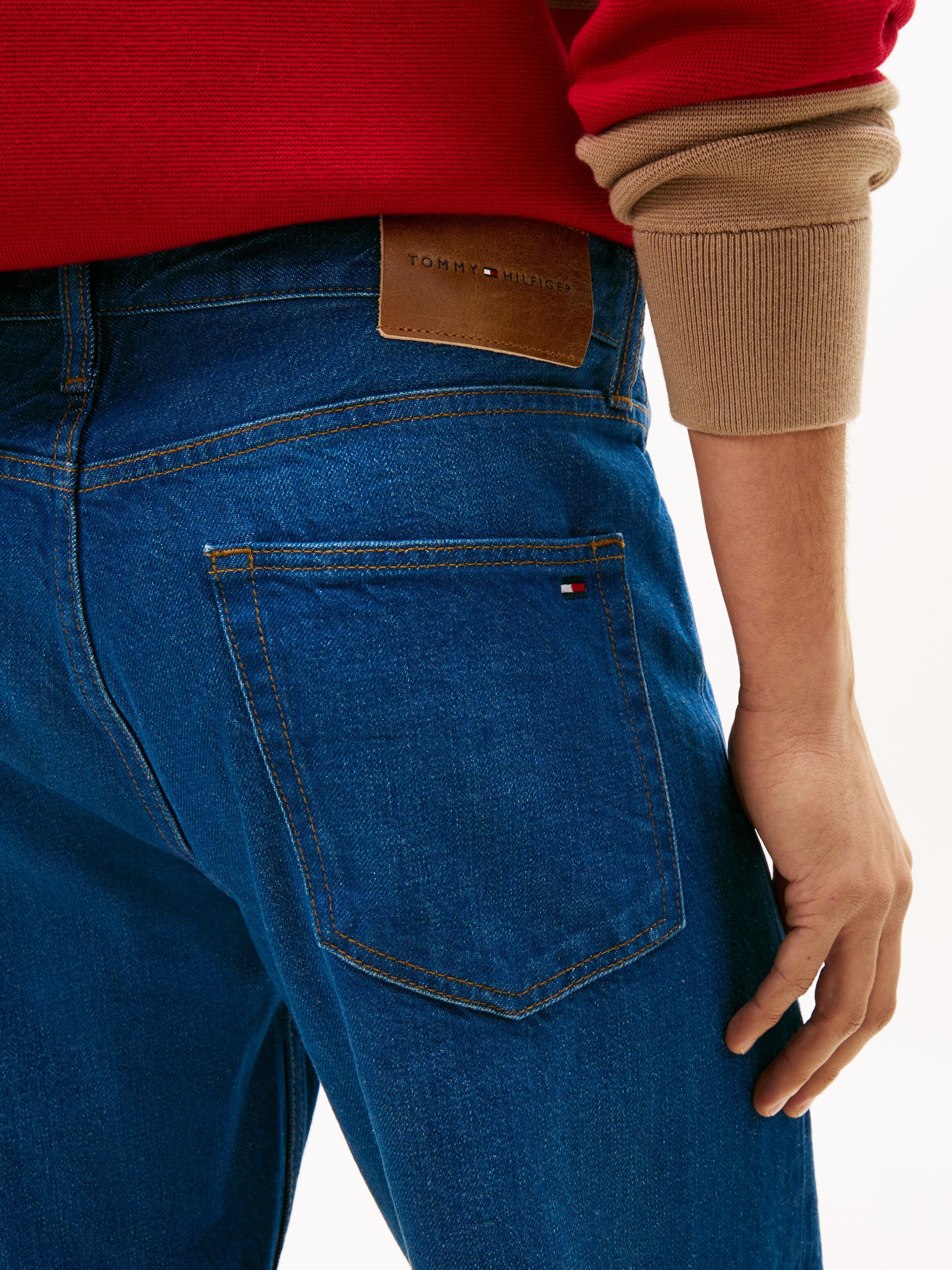 Straight-Jeans TOMMY HILFIGER "DOVER", Herren, Gr. 38, Länge 30, blau (oly blau), Denim/Jeans, Obermaterial: 100% Baumwolle, regular fit lang, Jeans Straight-Jeans, regular straight oly blau 38, Länge 30