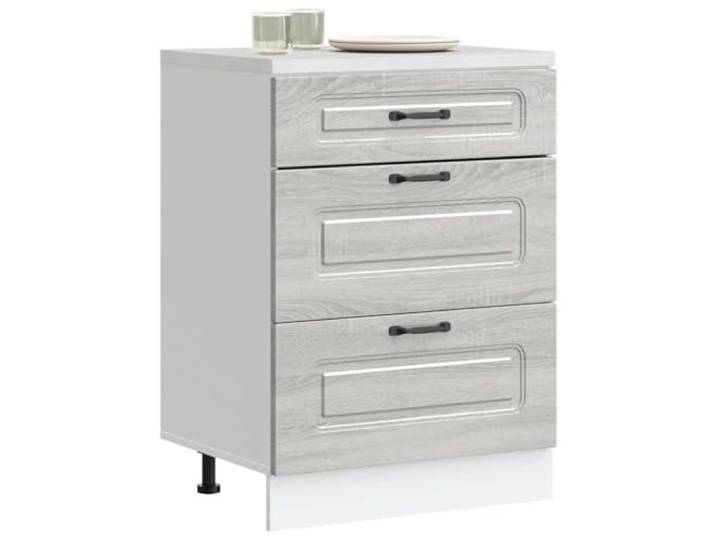 LPERTGFHU Küchenunterschrank Kalmar, Sonoma Grau Holzwerkstoff 60x46x81.5 Platzsparend, Verstellbare Füße, Einfache Montage, Viel Stauraum