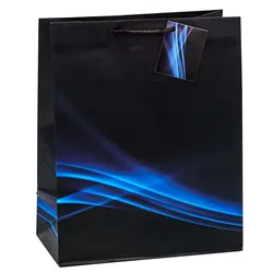 TSI Geschenktaschen Business Wave blau/schwarz, 26,0 x 32,0 cm