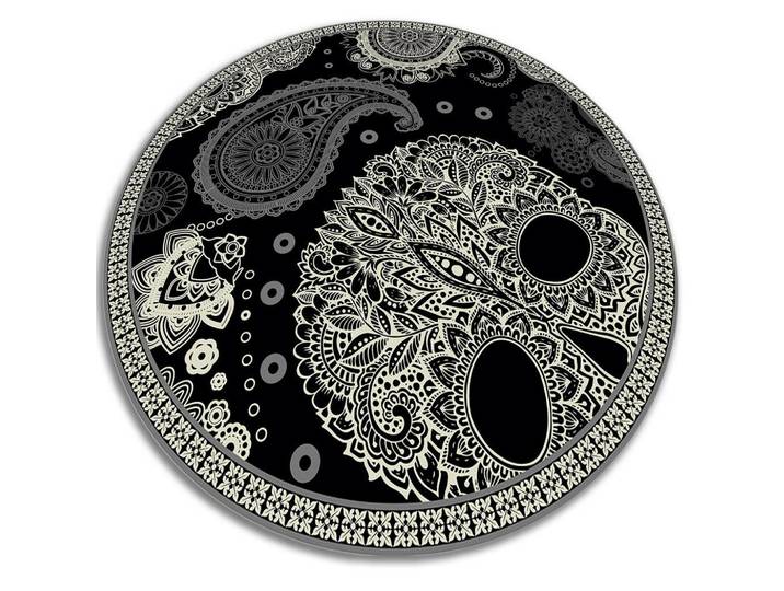 Tulup Vinyl Teppich Ø80 cm Schädel, Schwarz, Grau, Kunststoff, Rund, 80x80 cm, Teppiche und Böden, Teppiche, Outdoorteppiche
